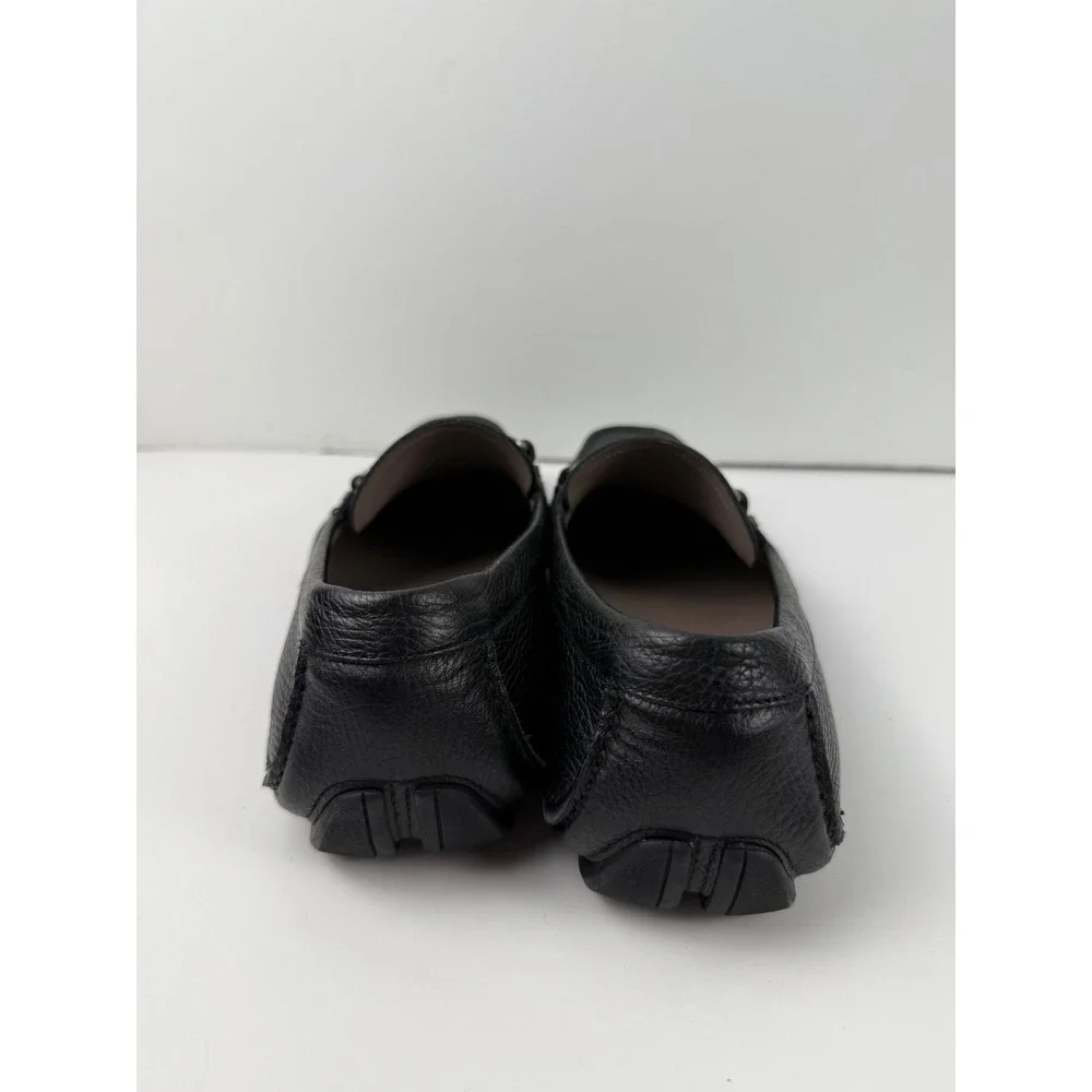 Salvatore Ferragamo Black Pebbled Leather Gancini Bit Driver Loafers Size 8.5 D